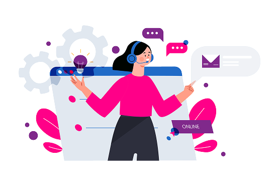 Customer support representative with digital elements